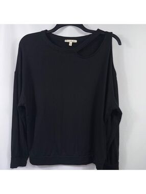 Express One Eleven Black Cold Shoulder Top Small